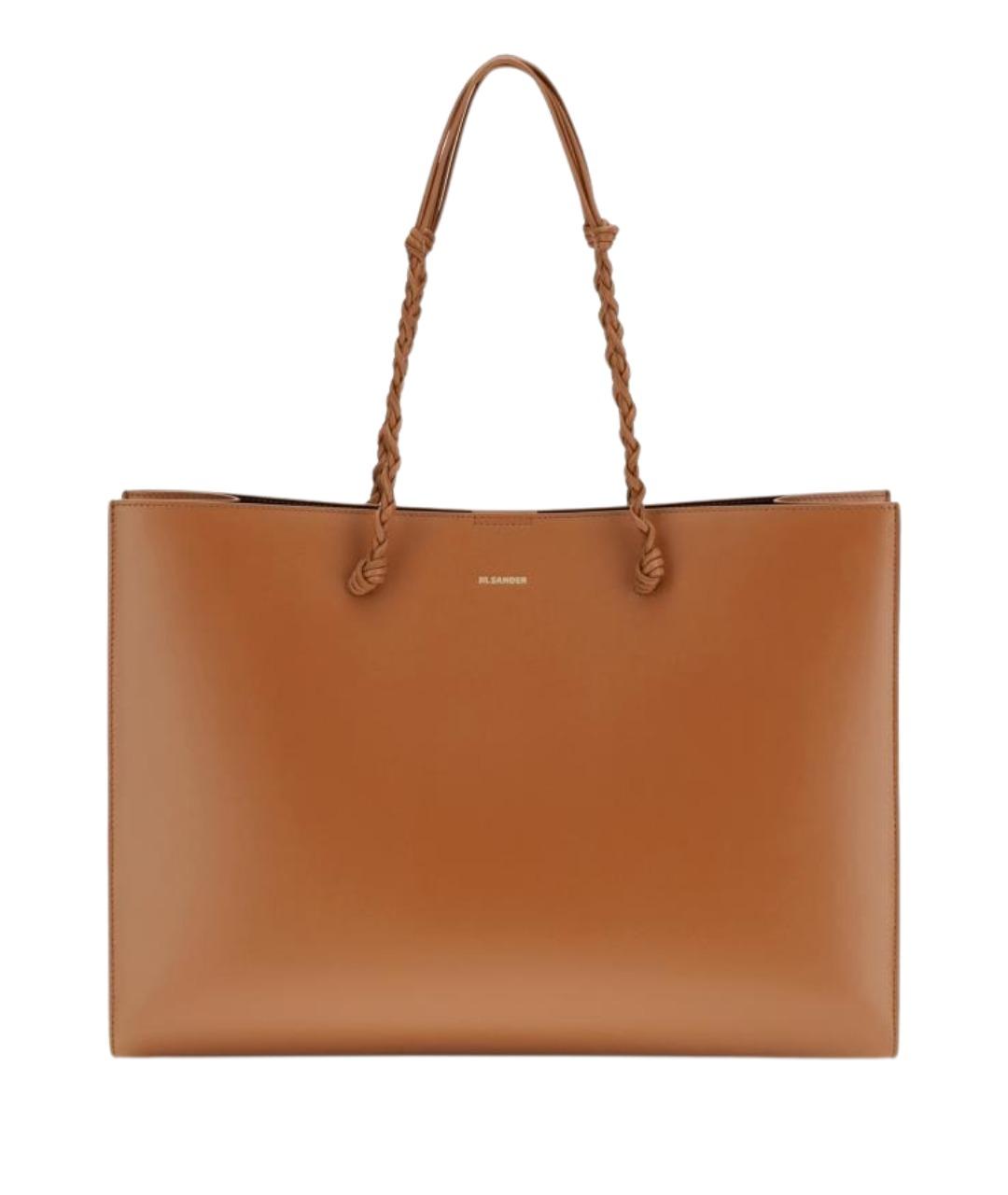 JIL SANDER Коричневая кожаная сумка тоут, фото 1