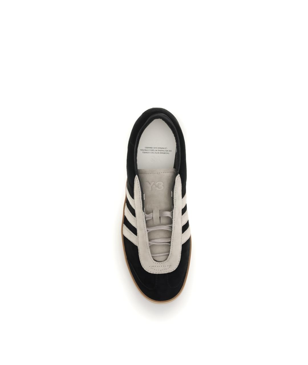 Y-3 Черные кожаные низкие кроссовки / кеды, фото 4