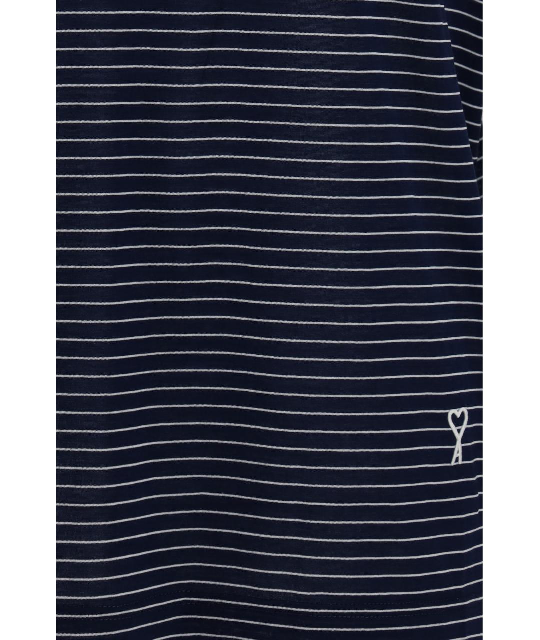 Ami Paris Темно-синяя хлопковая футболка, фото 3