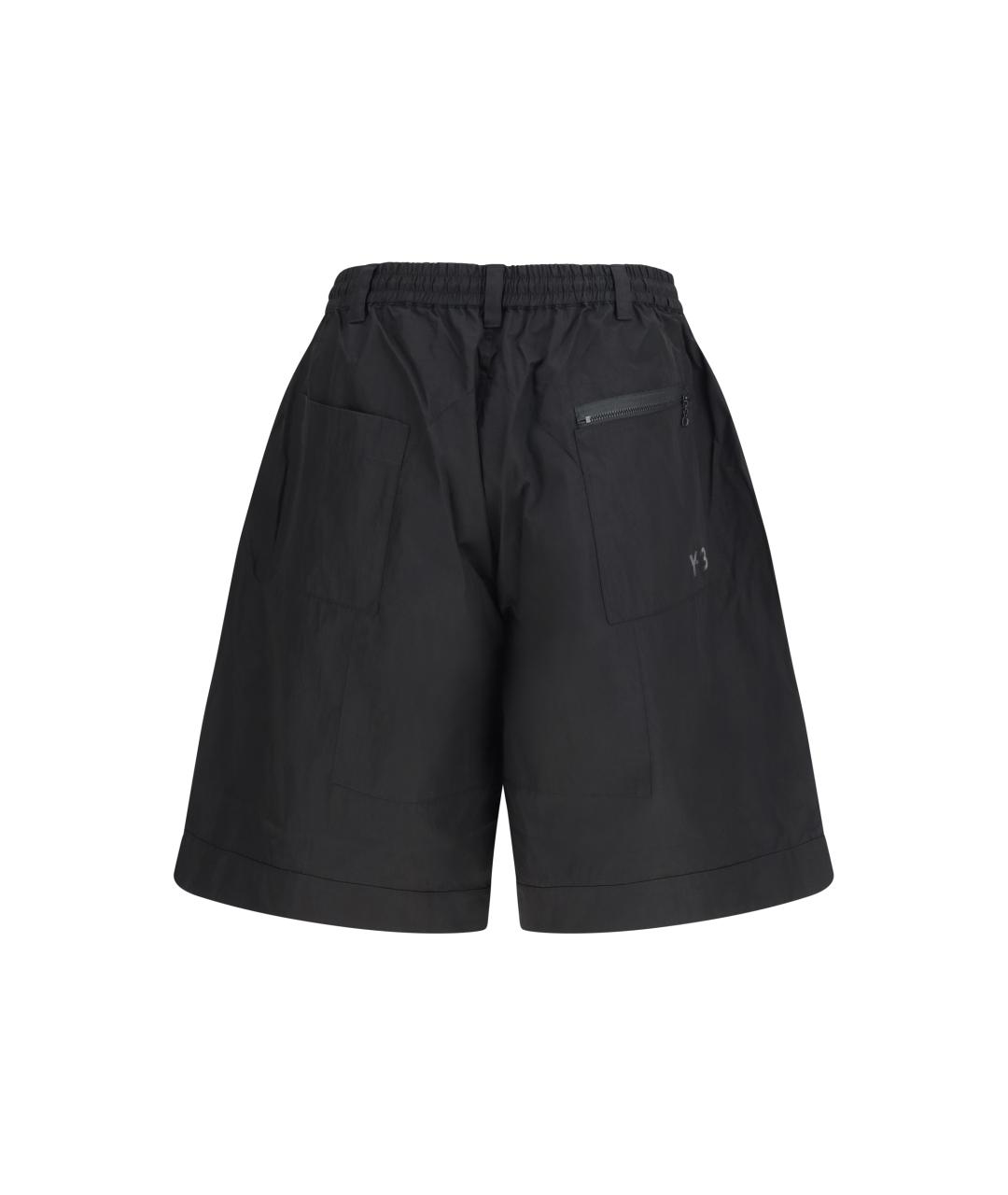 Y-3 Черные хлопковые шорты, фото 2