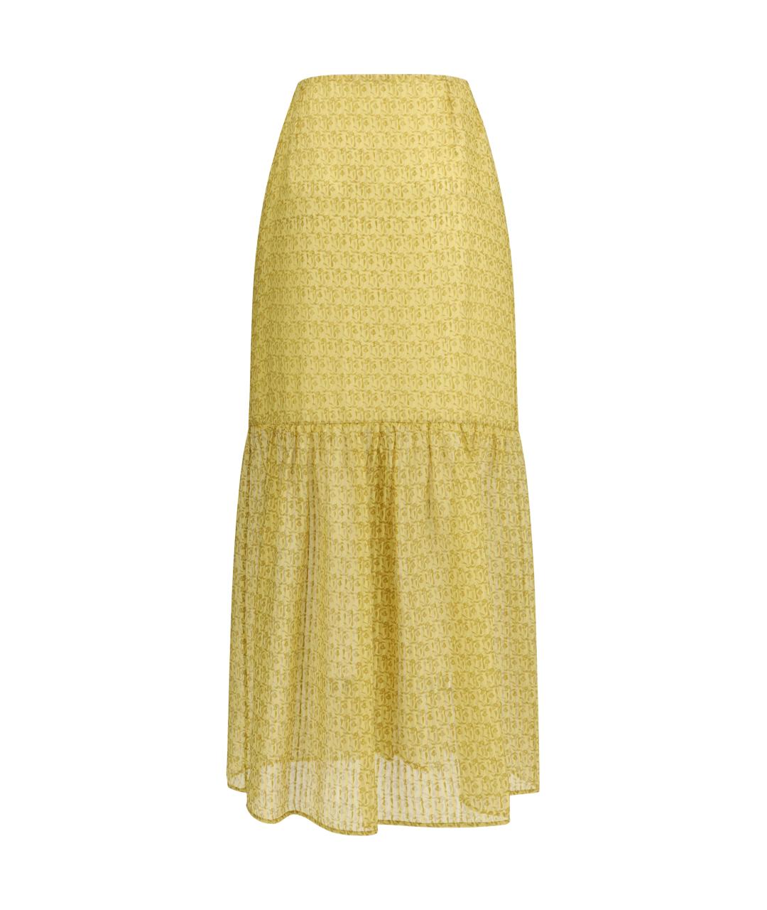 KRISTINA TI Желтая шелковая юбка макси, фото 2