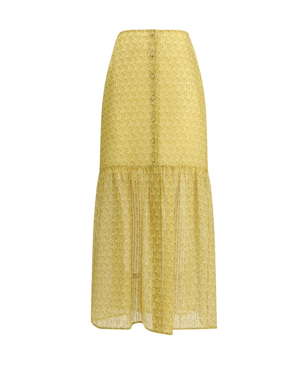 KRISTINA TI Желтая шелковая юбка макси, фото 1