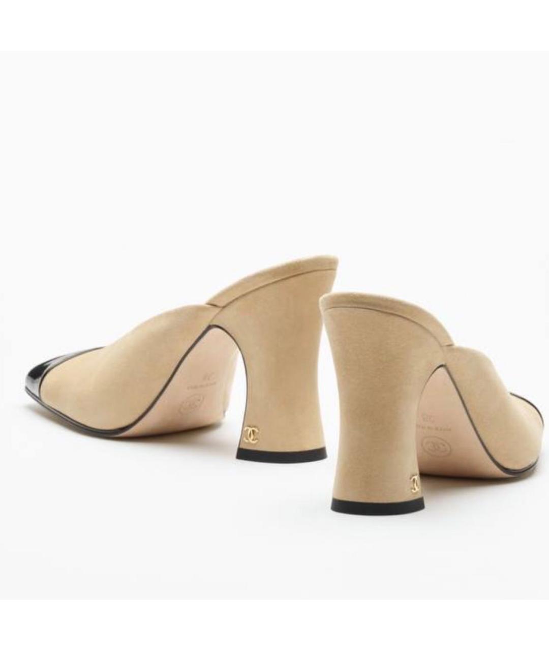 CHANEL Бежевые кожаные мюли, фото 3