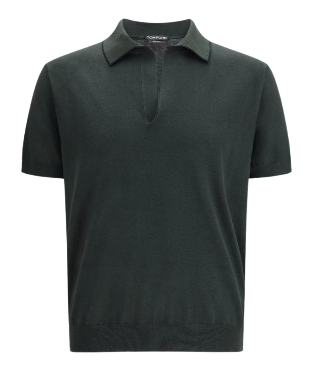 TOM FORD Зеленые хлопковое поло с коротким рукавом, фото 1