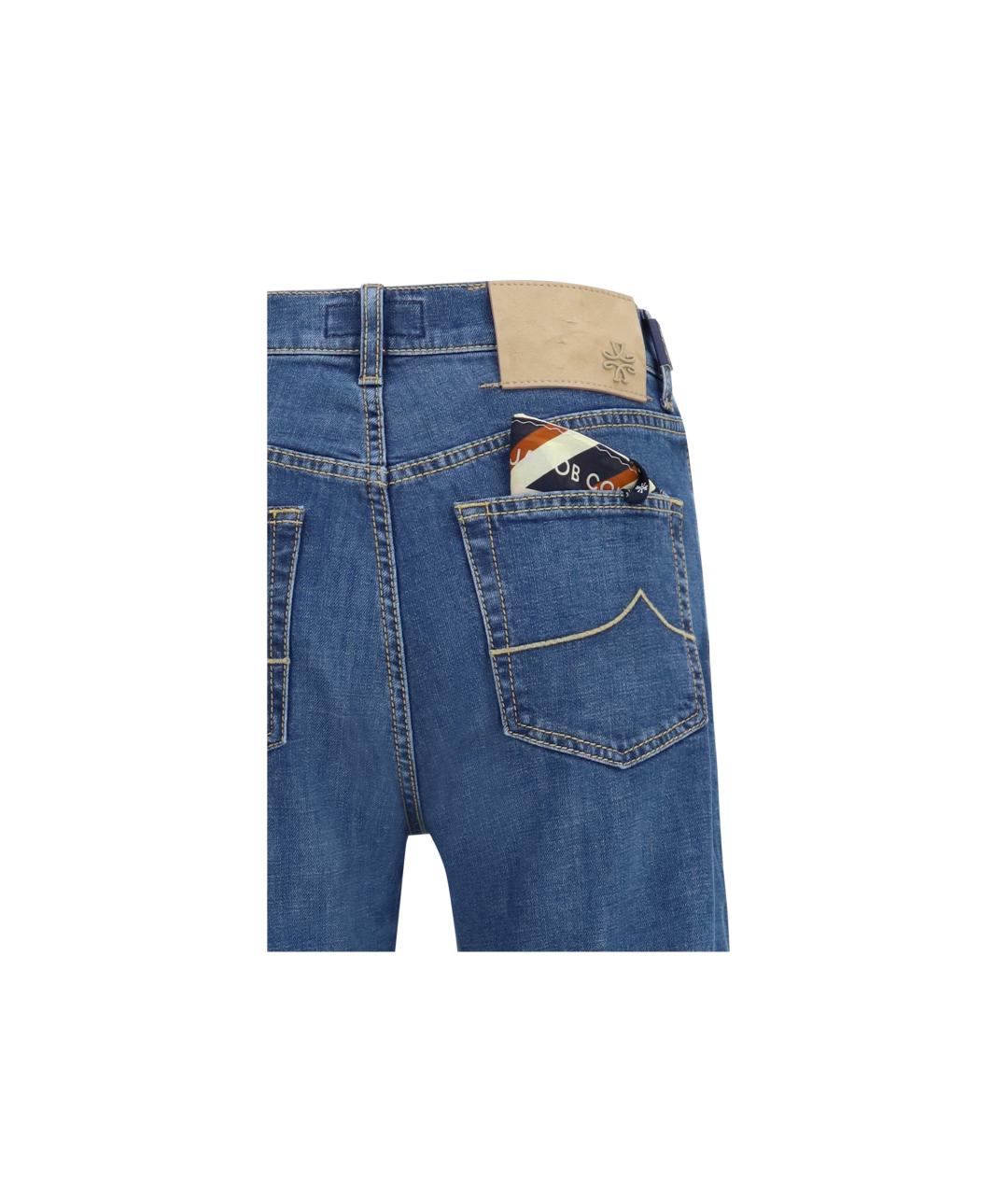 JACOB COHEN Синие хлопко-эластановые прямые джинсы, фото 3