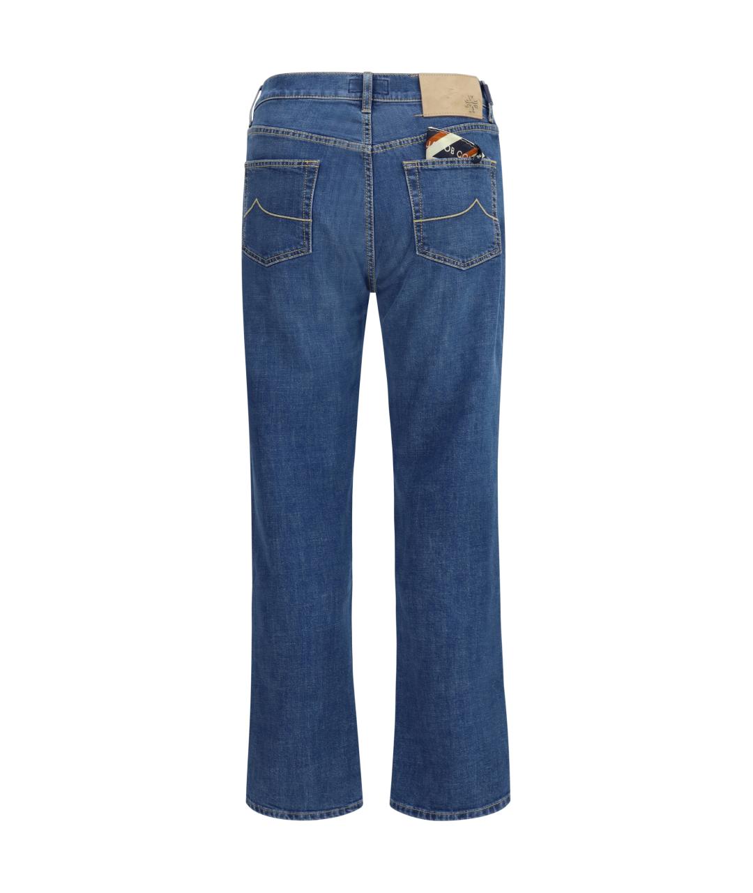 JACOB COHEN Синие хлопко-эластановые прямые джинсы, фото 2