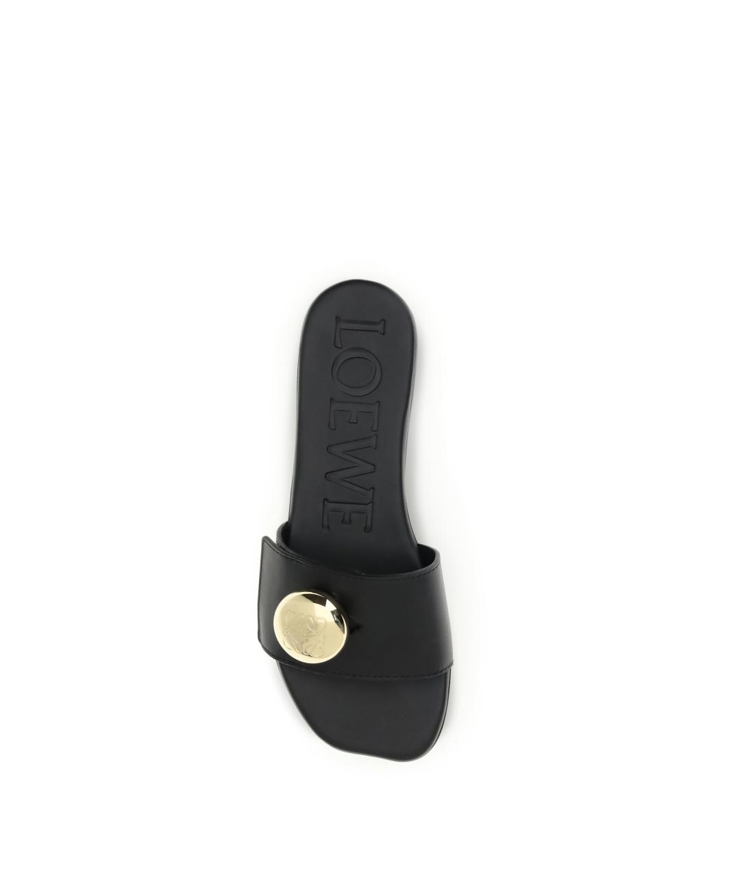 LOEWE Черные кожаные шлепанцы, фото 4