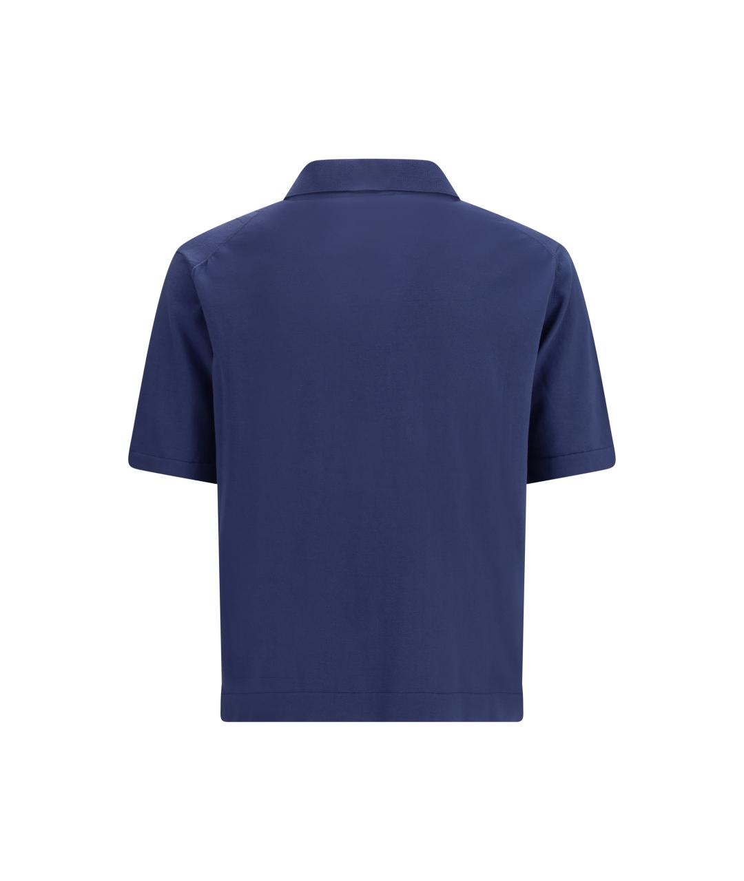 PIACENZA CASHMERE Синее хлопковое поло с коротким рукавом, фото 2
