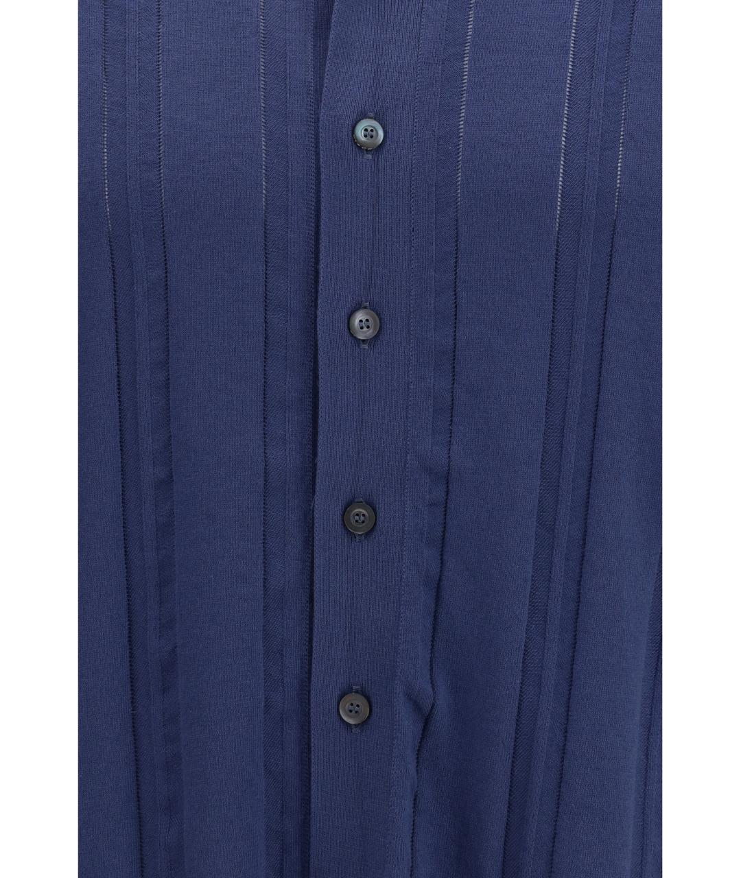 PIACENZA CASHMERE Синее хлопковое поло с коротким рукавом, фото 3