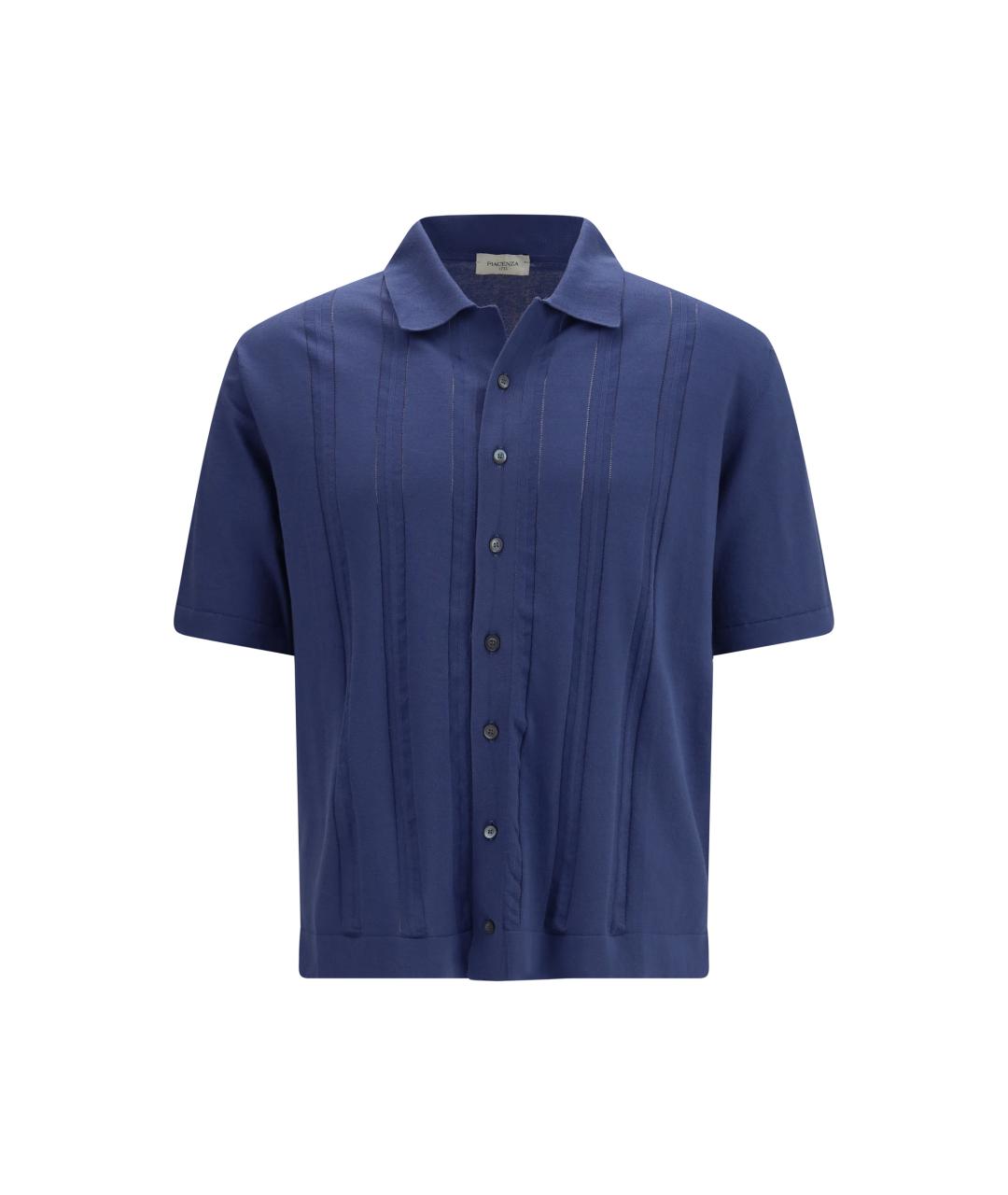 PIACENZA CASHMERE Синее хлопковое поло с коротким рукавом, фото 1