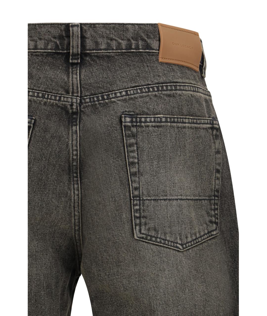 OUR LEGACY Серые хлопковые прямые джинсы, фото 3
