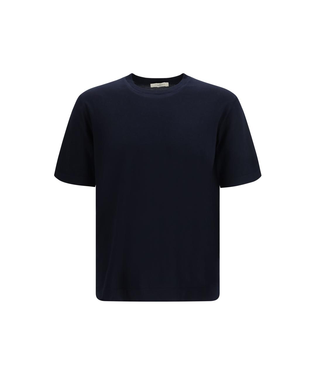 PIACENZA CASHMERE Темно-синяя хлопковая футболка, фото 4