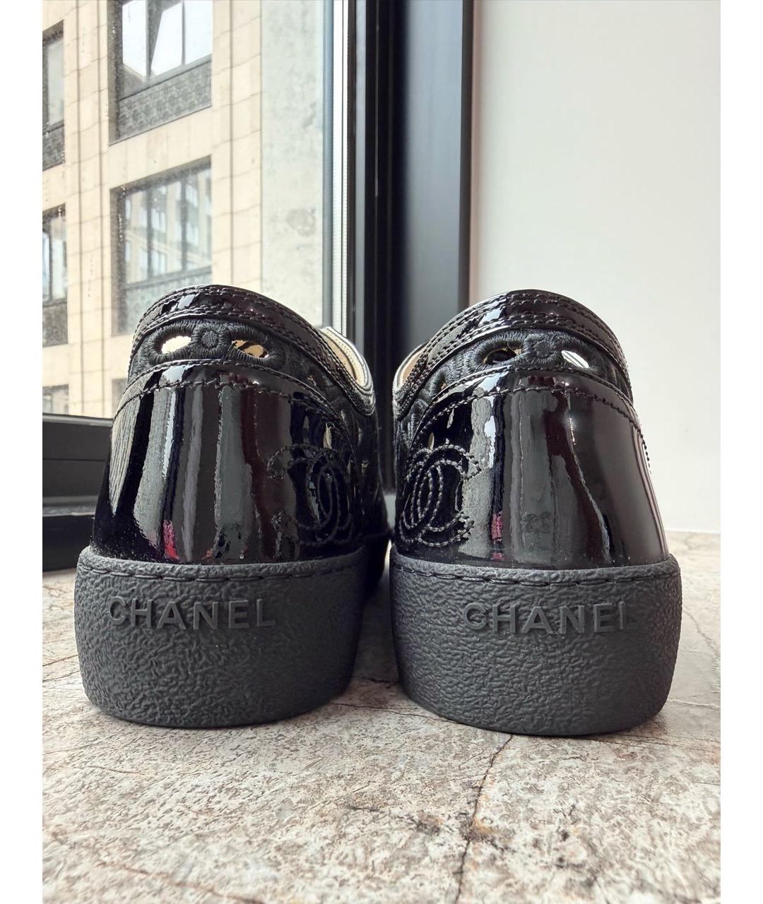 CHANEL Черные кожаные кроссовки, фото 4