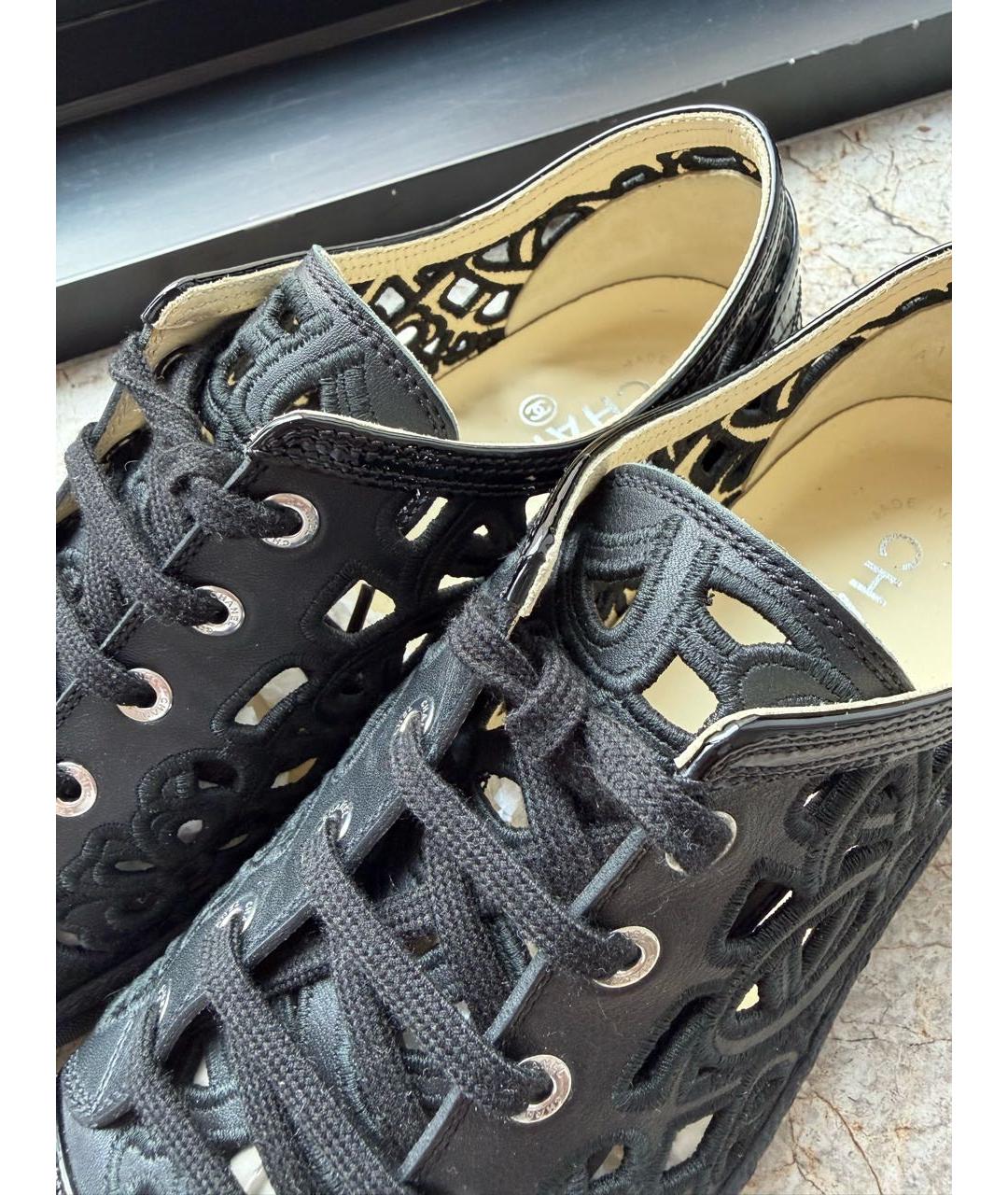CHANEL Черные кожаные кроссовки, фото 7