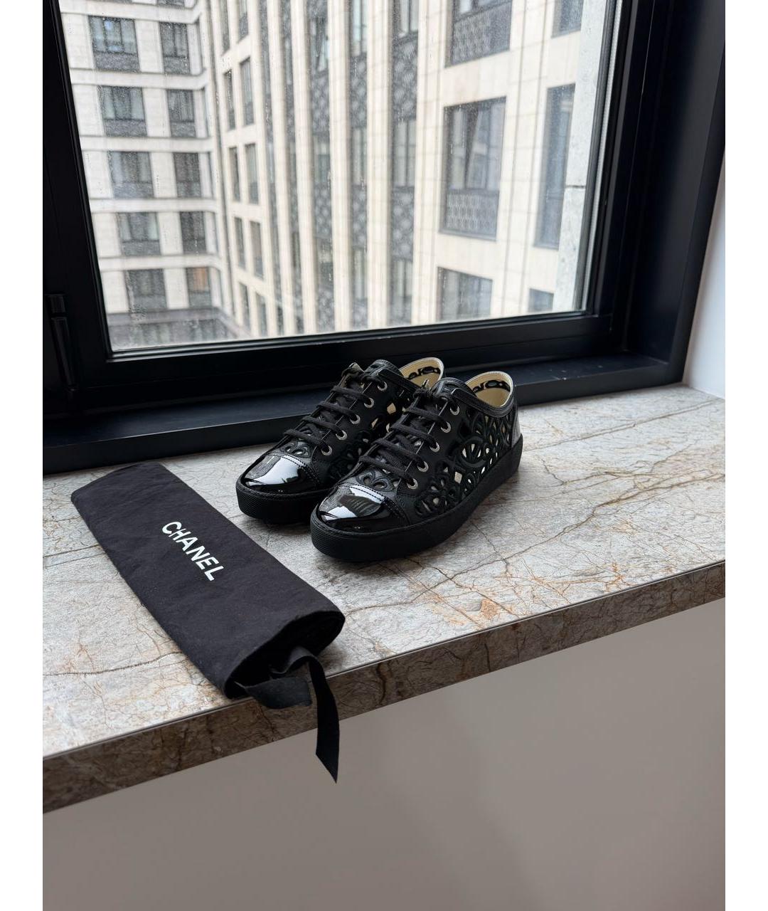 CHANEL Черные кожаные кроссовки, фото 8