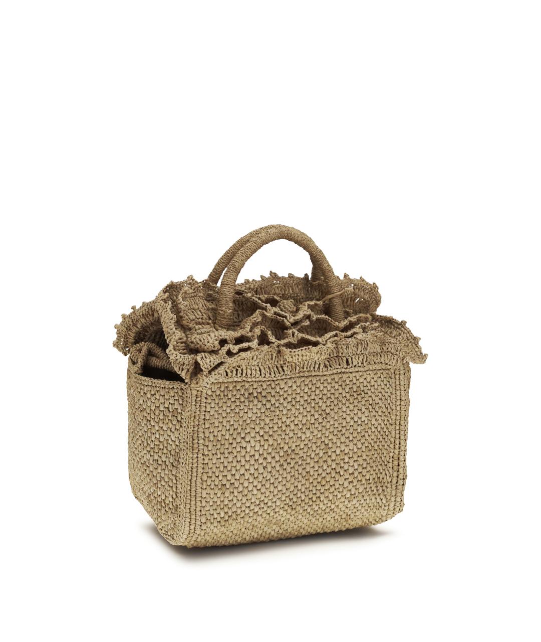 IBELIV Бежевая пелетеная сумка с короткими ручками, фото 2