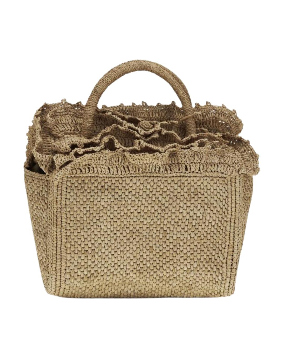 IBELIV Бежевая пелетеная сумка с короткими ручками, фото 1