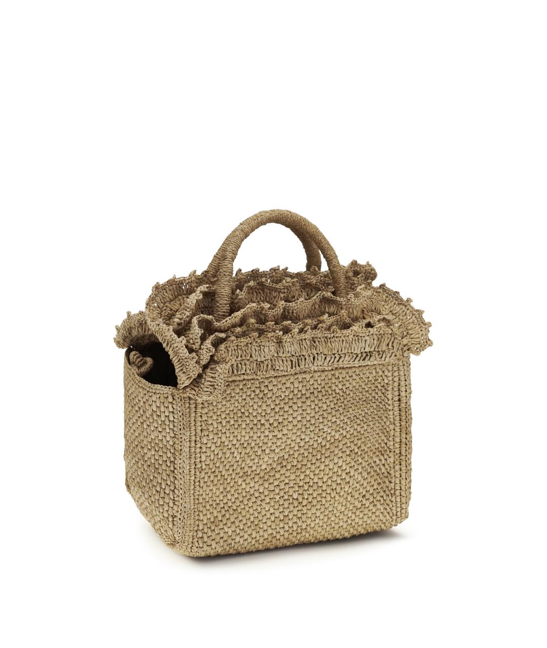 IBELIV Бежевая пелетеная сумка с короткими ручками, фото 3