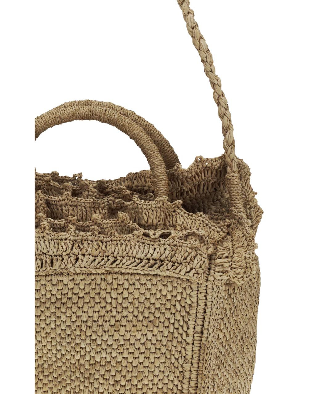 IBELIV Бежевая пелетеная сумка с короткими ручками, фото 4