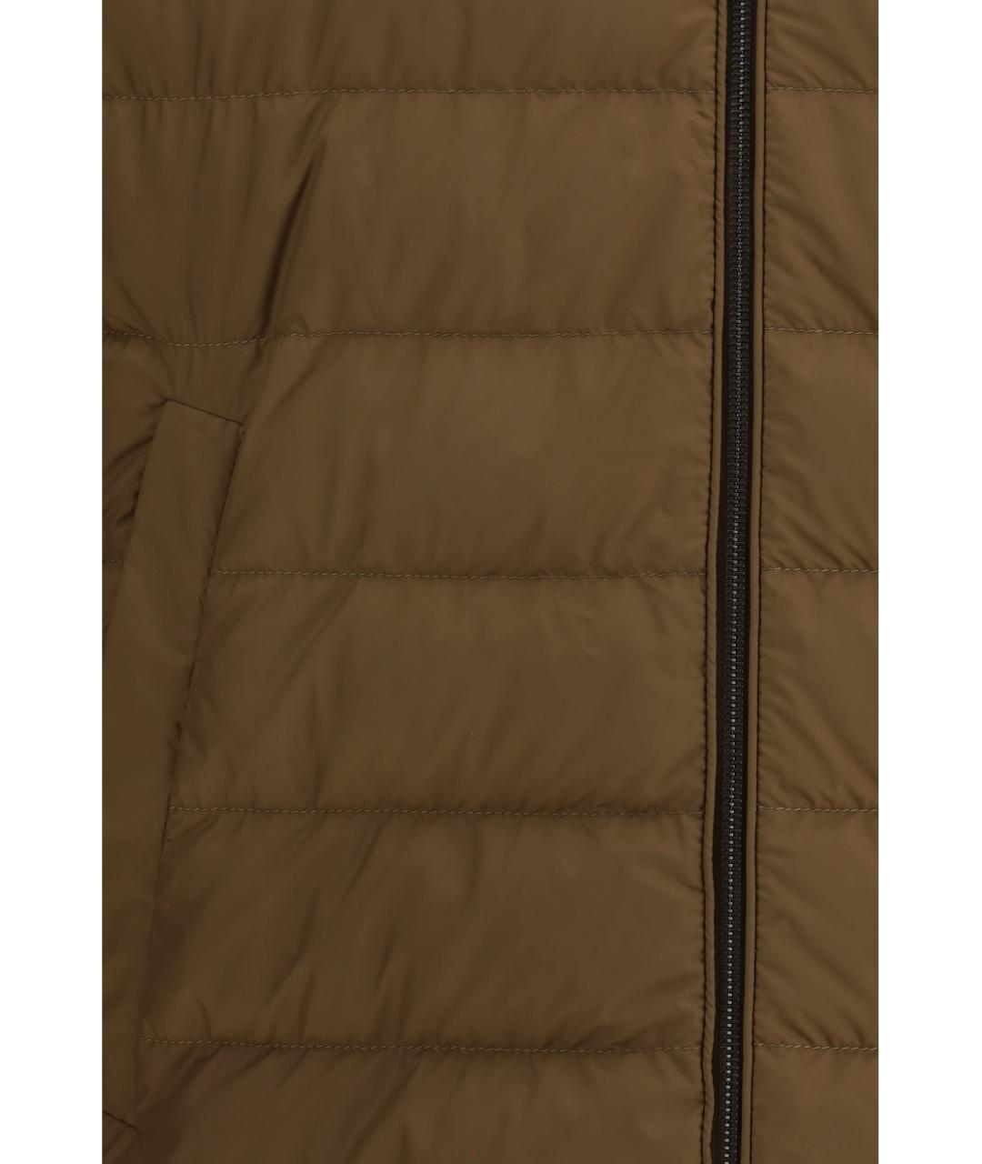 MONCLER Коричневый полиэстеровый пуховик, фото 6