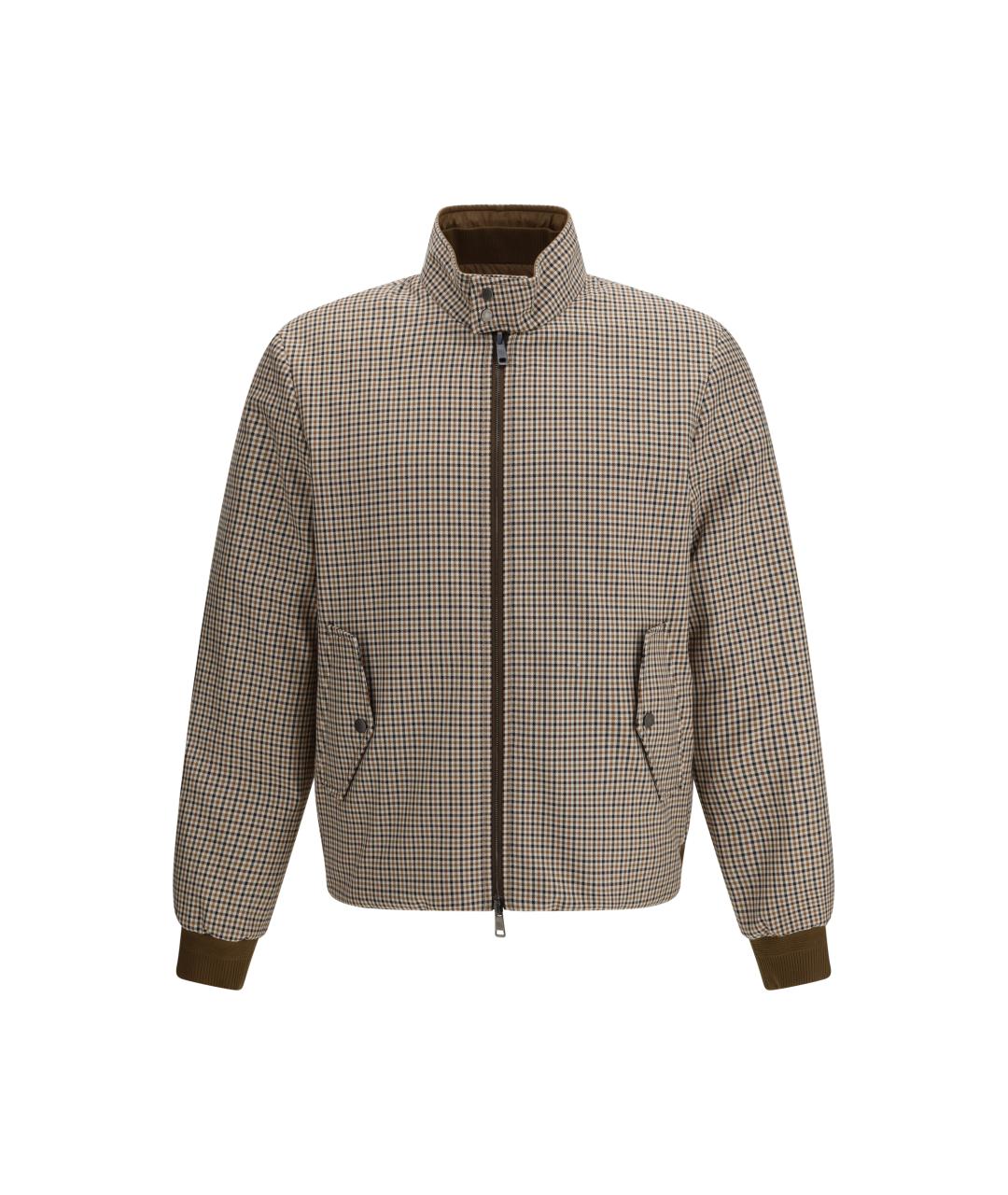 MONCLER Коричневый полиэстеровый пуховик, фото 1