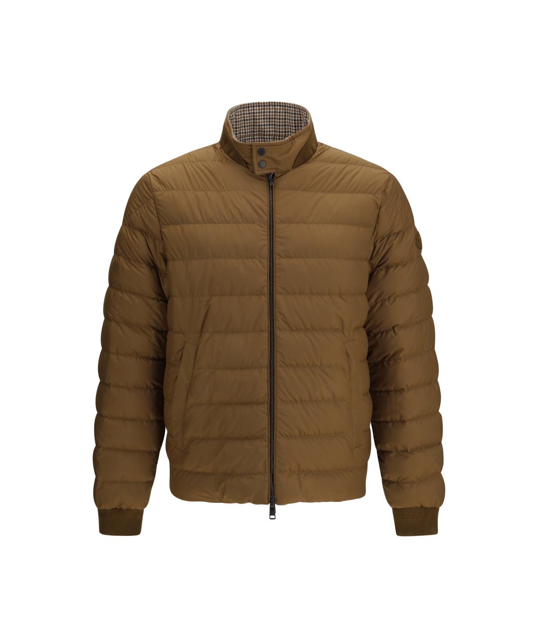 MONCLER Коричневый полиэстеровый пуховик, фото 2