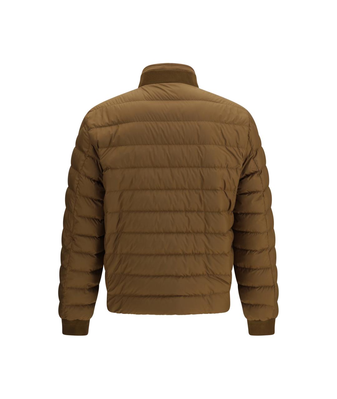 MONCLER Коричневый полиэстеровый пуховик, фото 4