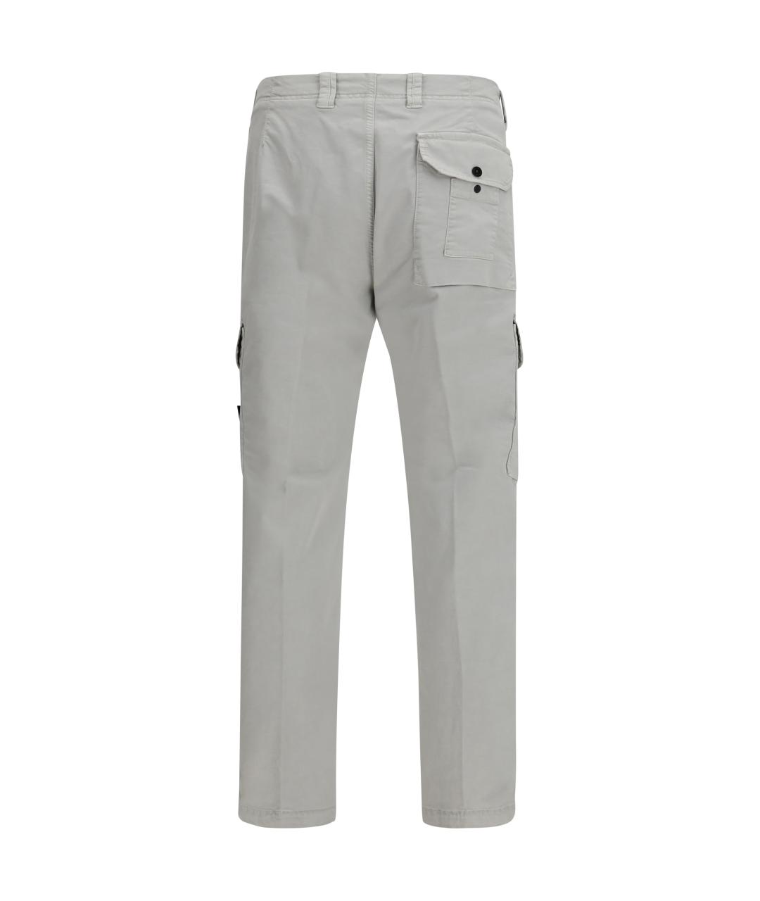 STONE ISLAND Серые хлопковые повседневные брюки, фото 2
