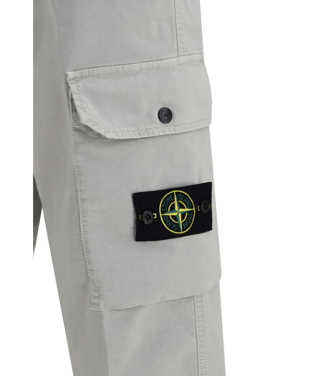 STONE ISLAND Серые хлопковые повседневные брюки, фото 3