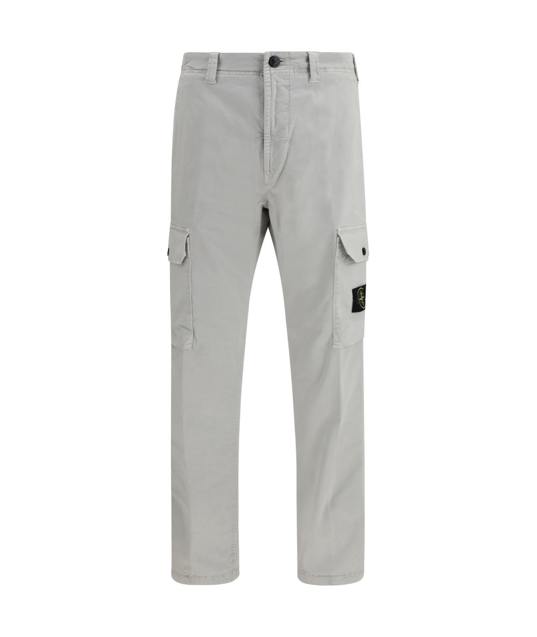 STONE ISLAND Серые хлопковые повседневные брюки, фото 1