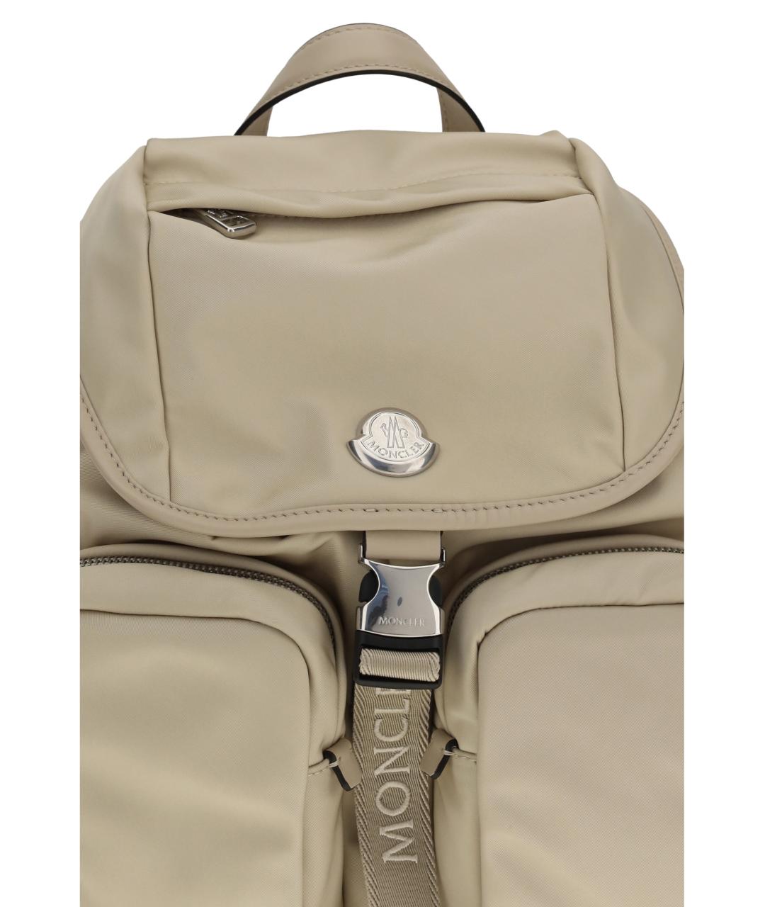 MONCLER Бежевый тканевый рюкзак, фото 3