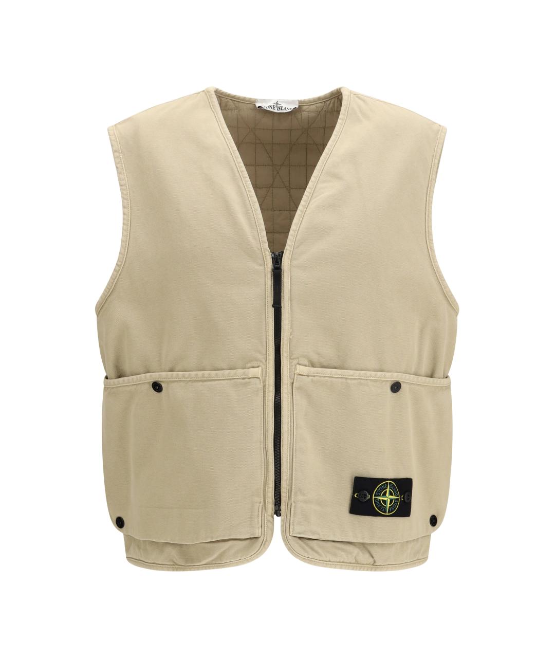 STONE ISLAND Бежевый хлопковый жилет, фото 1