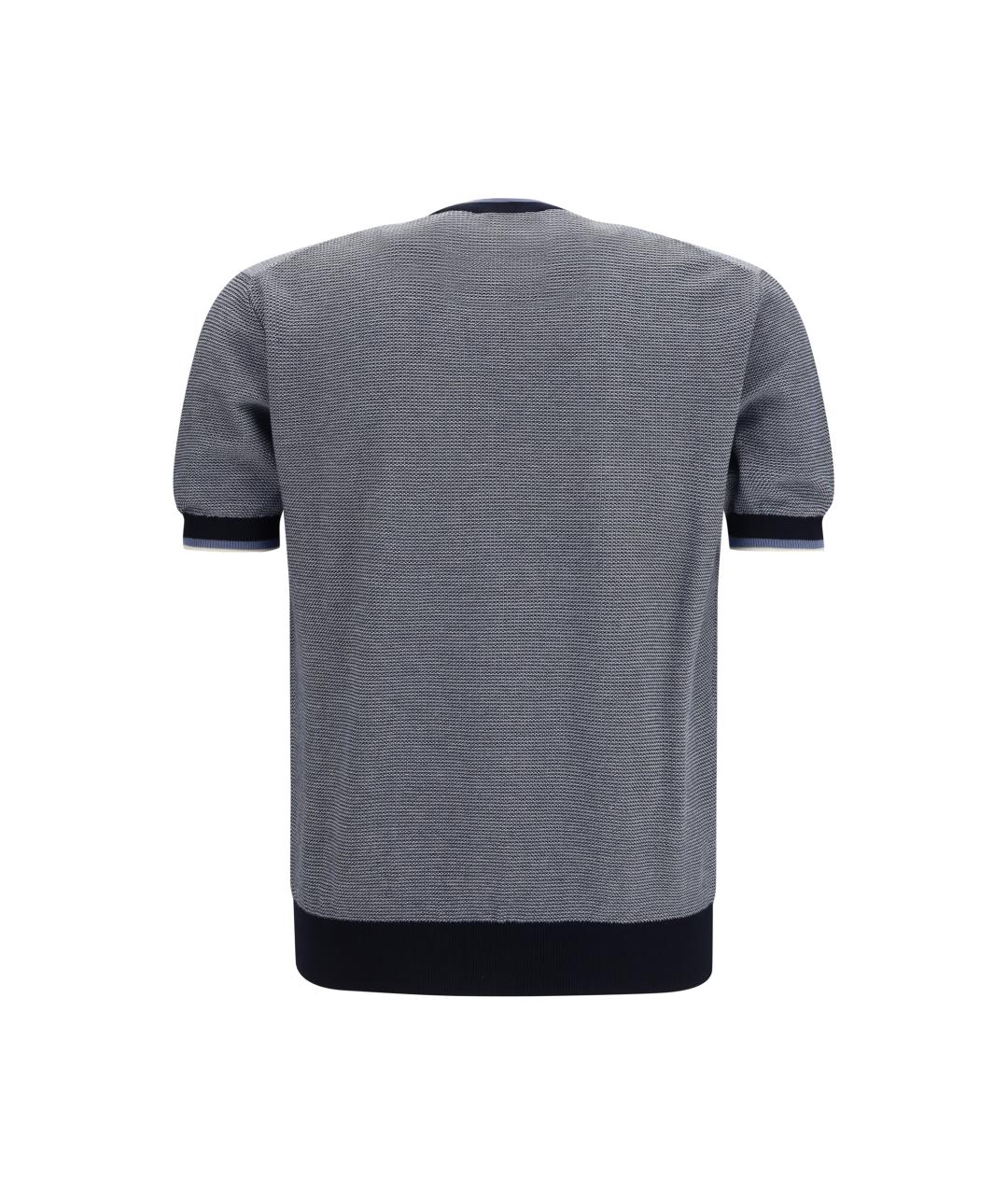 PIACENZA CASHMERE Синяя хлопковая футболка, фото 2