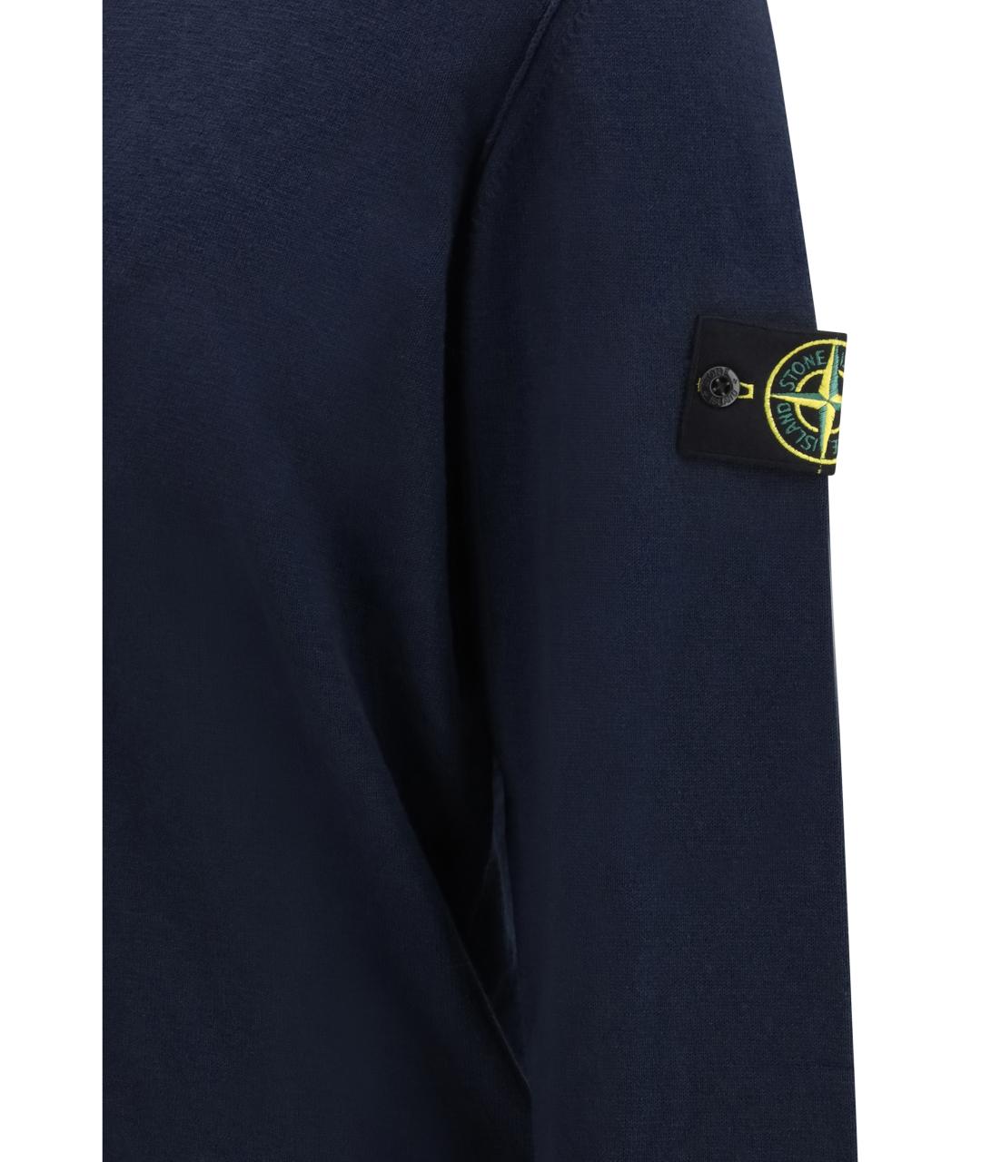 STONE ISLAND Темно-синий хлопковый джемпер / свитер, фото 3