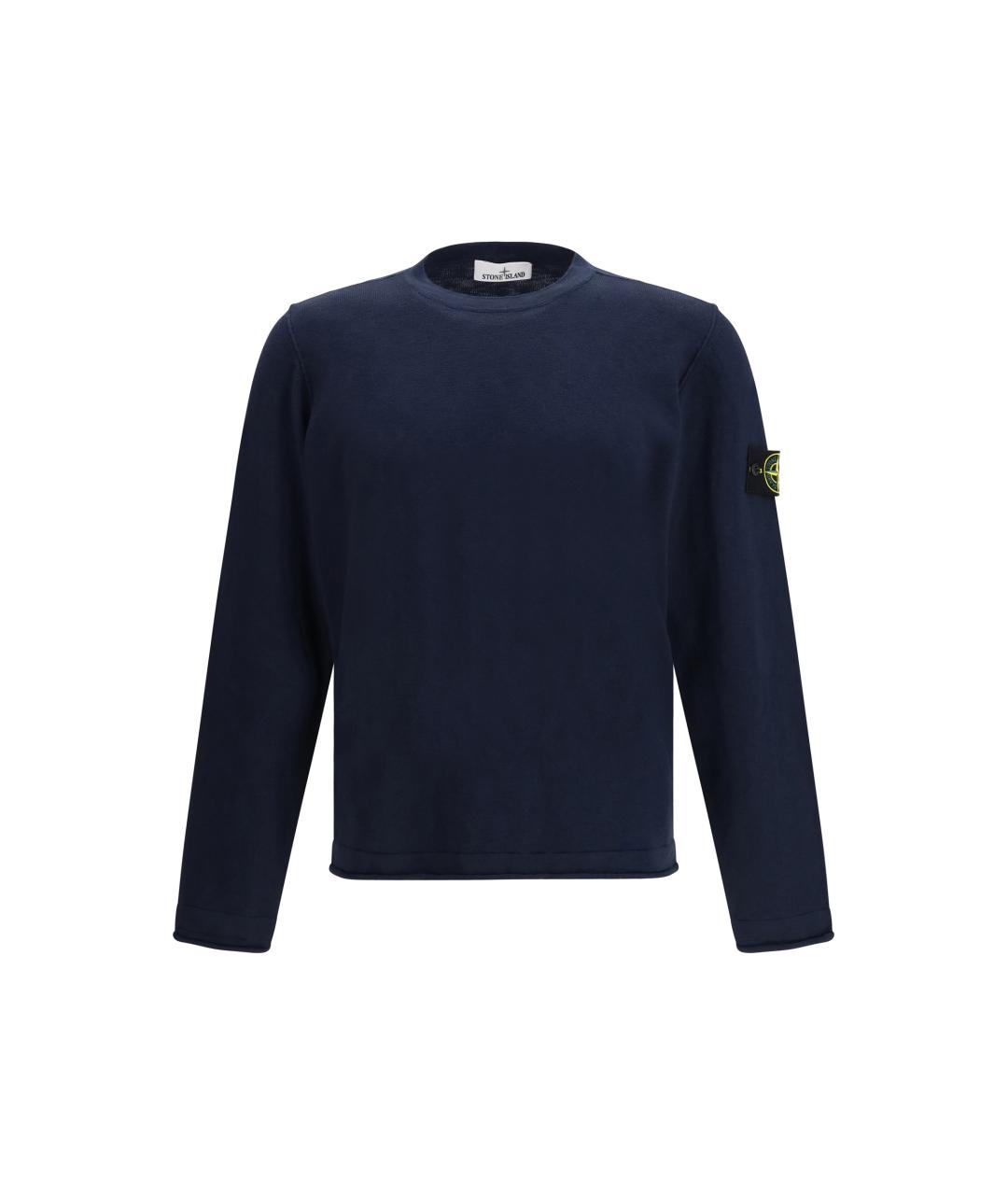 STONE ISLAND Темно-синий хлопковый джемпер / свитер, фото 1