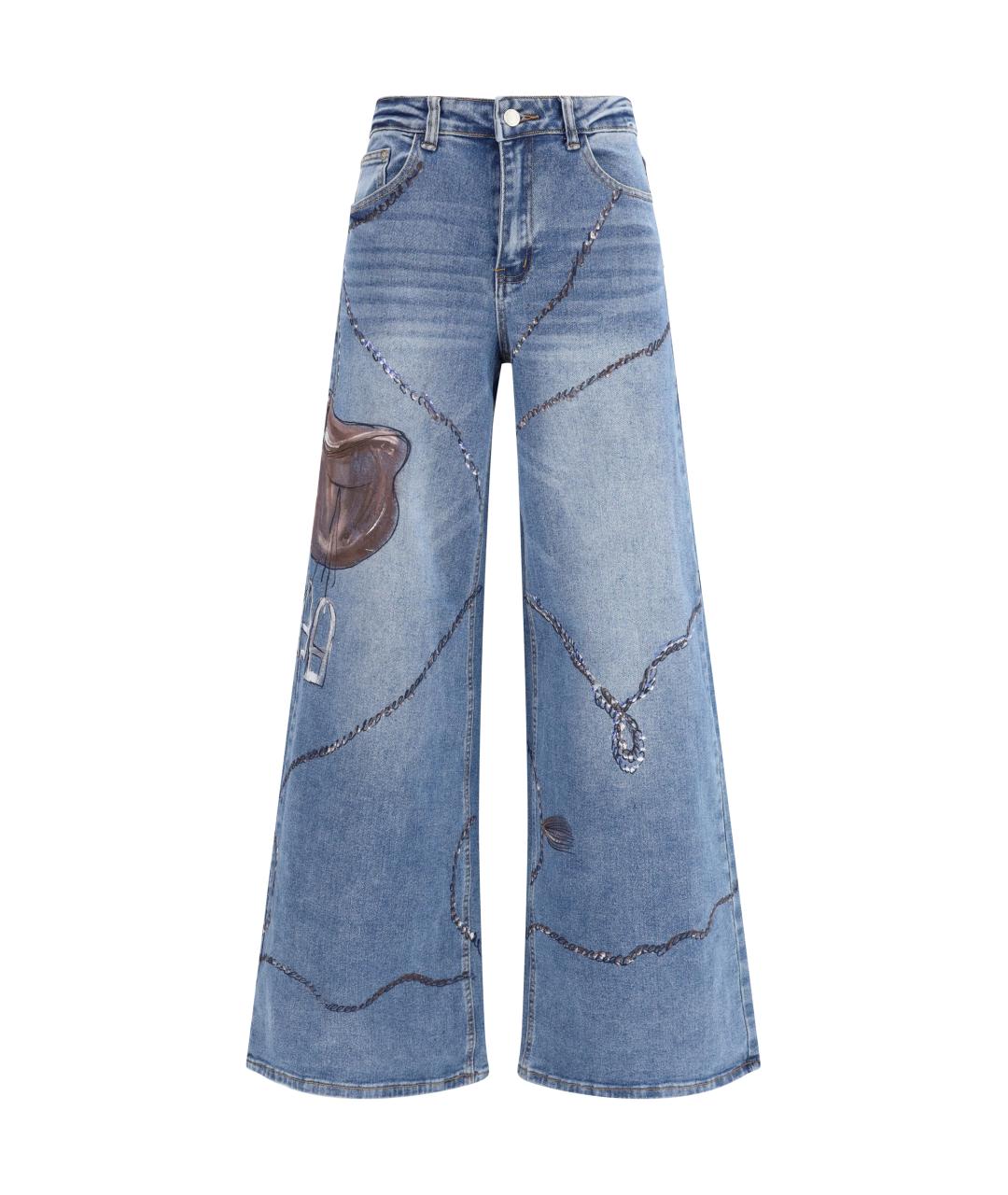 ELLA Синие хлопковые прямые джинсы, фото 1