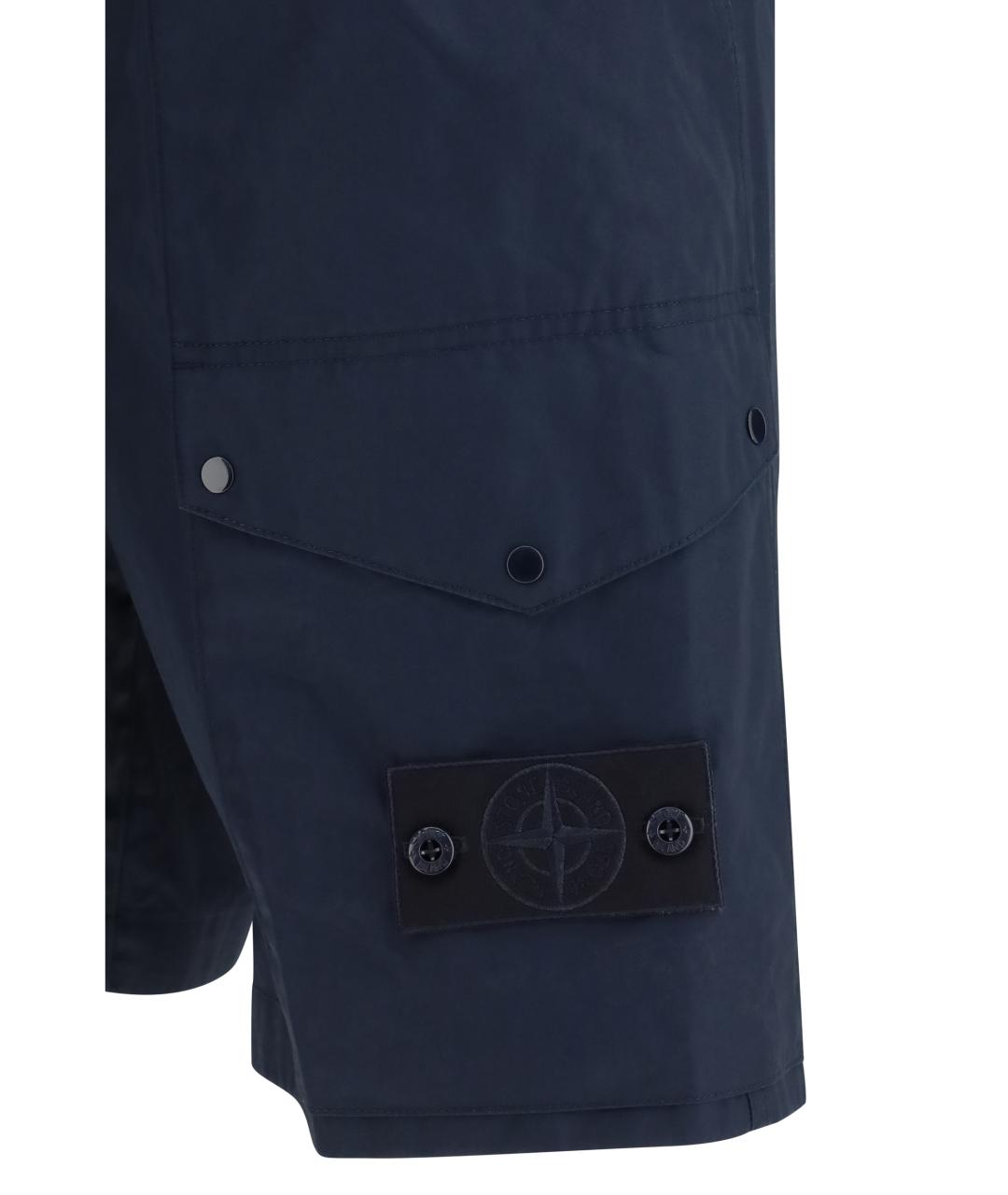 STONE ISLAND Темно-синие хлопковые шорты, фото 3