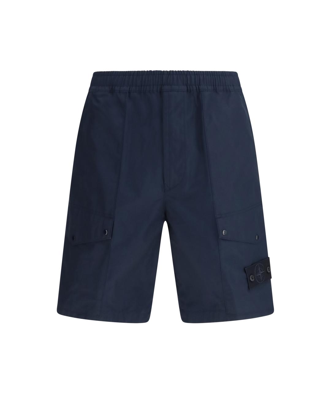 STONE ISLAND Темно-синие хлопковые шорты, фото 1