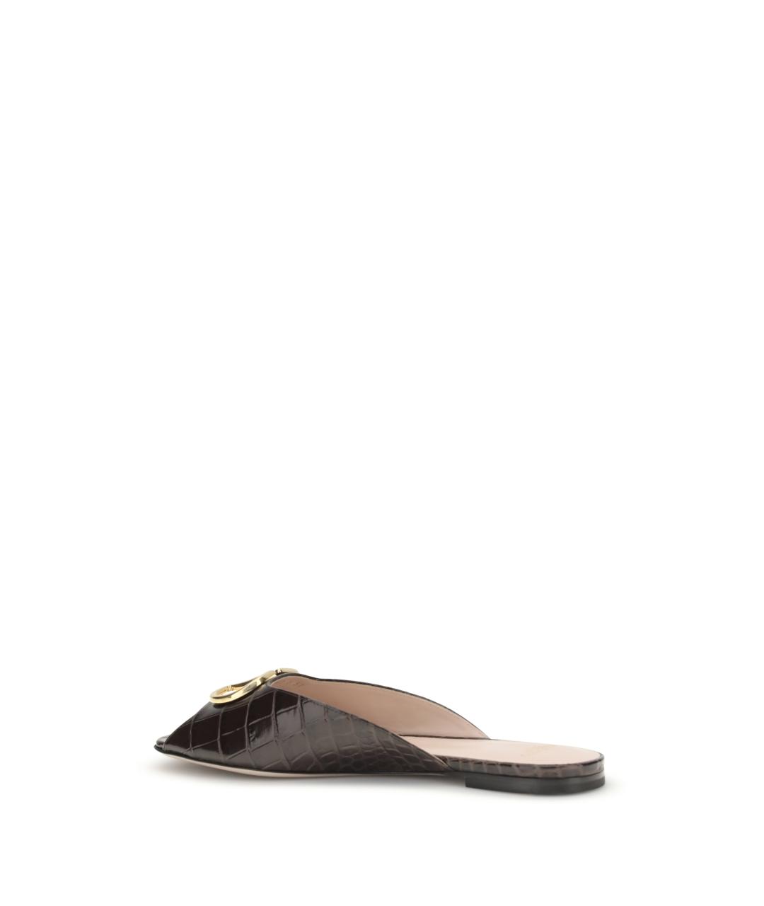 VALENTINO Коричневые кожаные мюли, фото 3