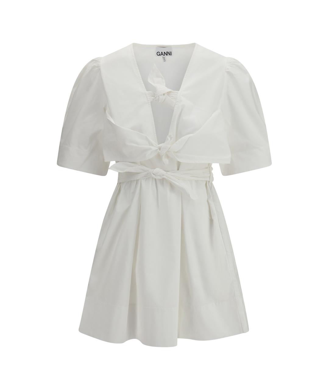 GANNI Белое хлопковое повседневное платье, фото 1