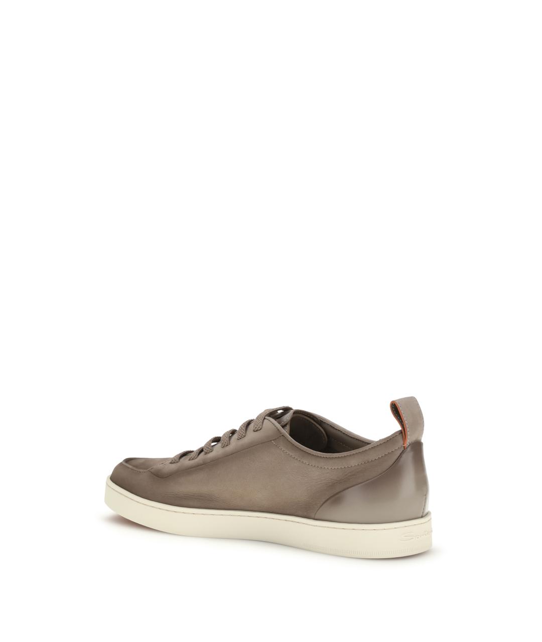 SANTONI Бежевые кожаные низкие кроссовки / кеды, фото 3