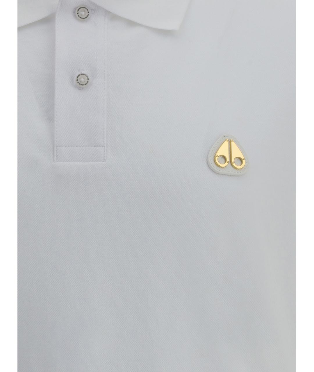 MOOSE KNUCKLES Белое хлопковое поло с коротким рукавом, фото 3