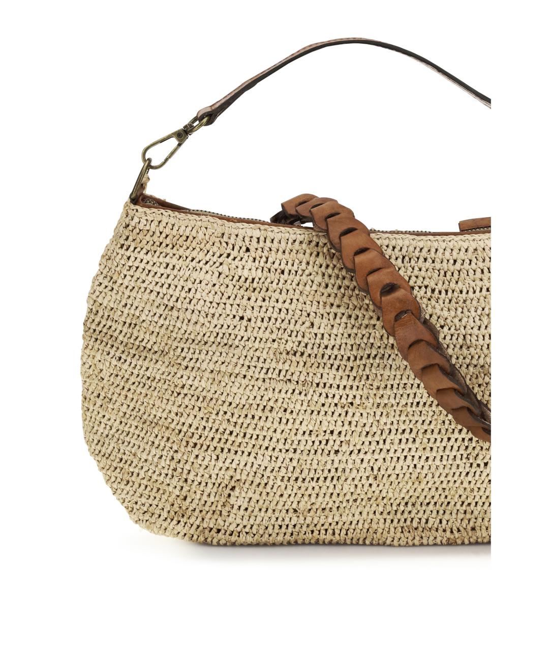 IBELIV Бежевая пелетеная сумка с короткими ручками, фото 4