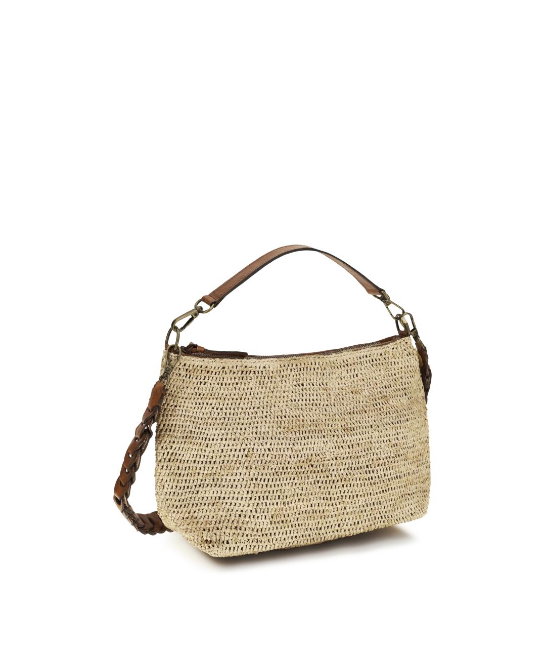 IBELIV Бежевая пелетеная сумка с короткими ручками, фото 3