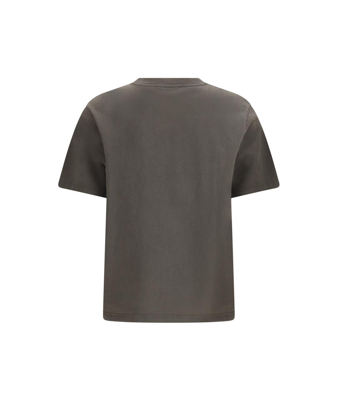 MAISON KITSUNE Коричневая хлопковая футболка, фото 2