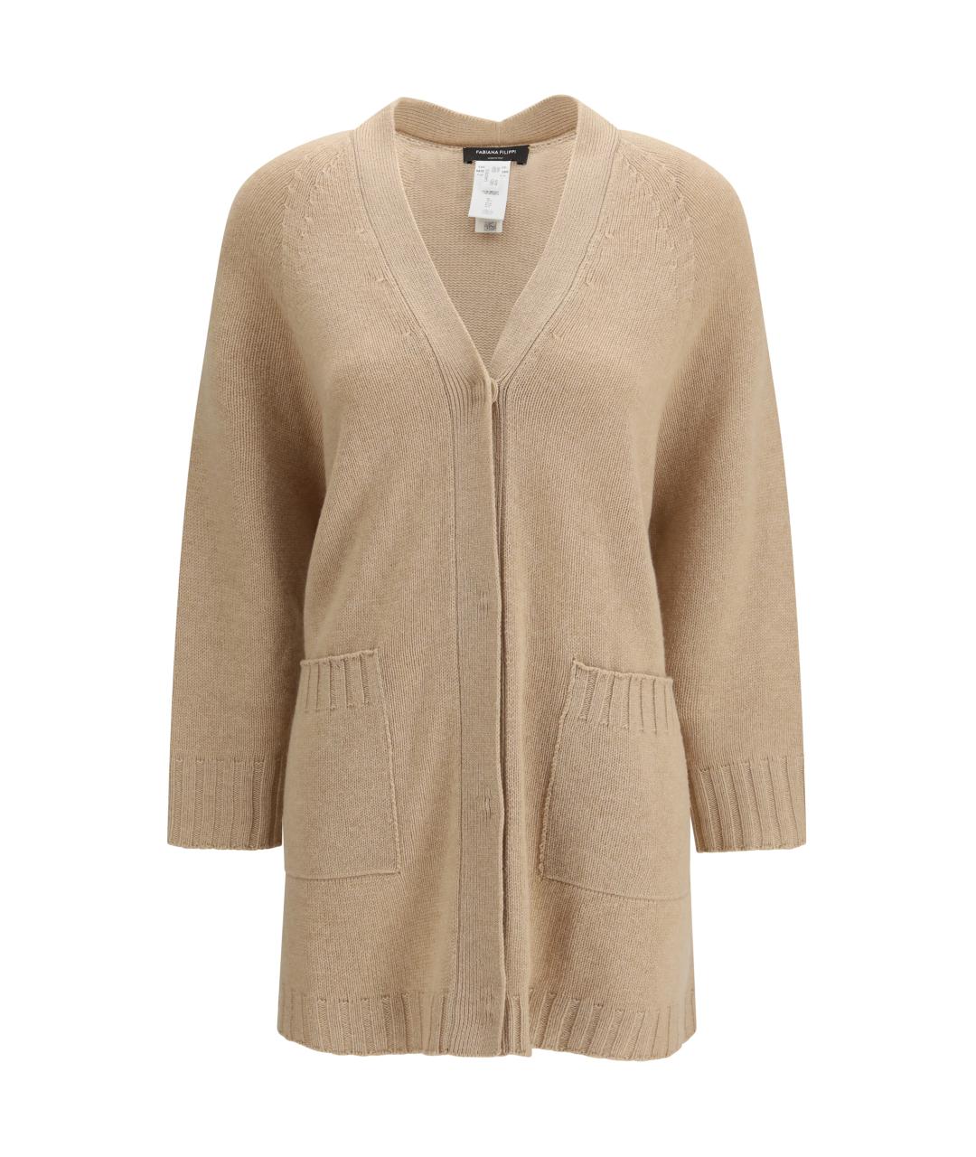FABIANA FILIPPI Бежевый шерстяной кардиган, фото 1