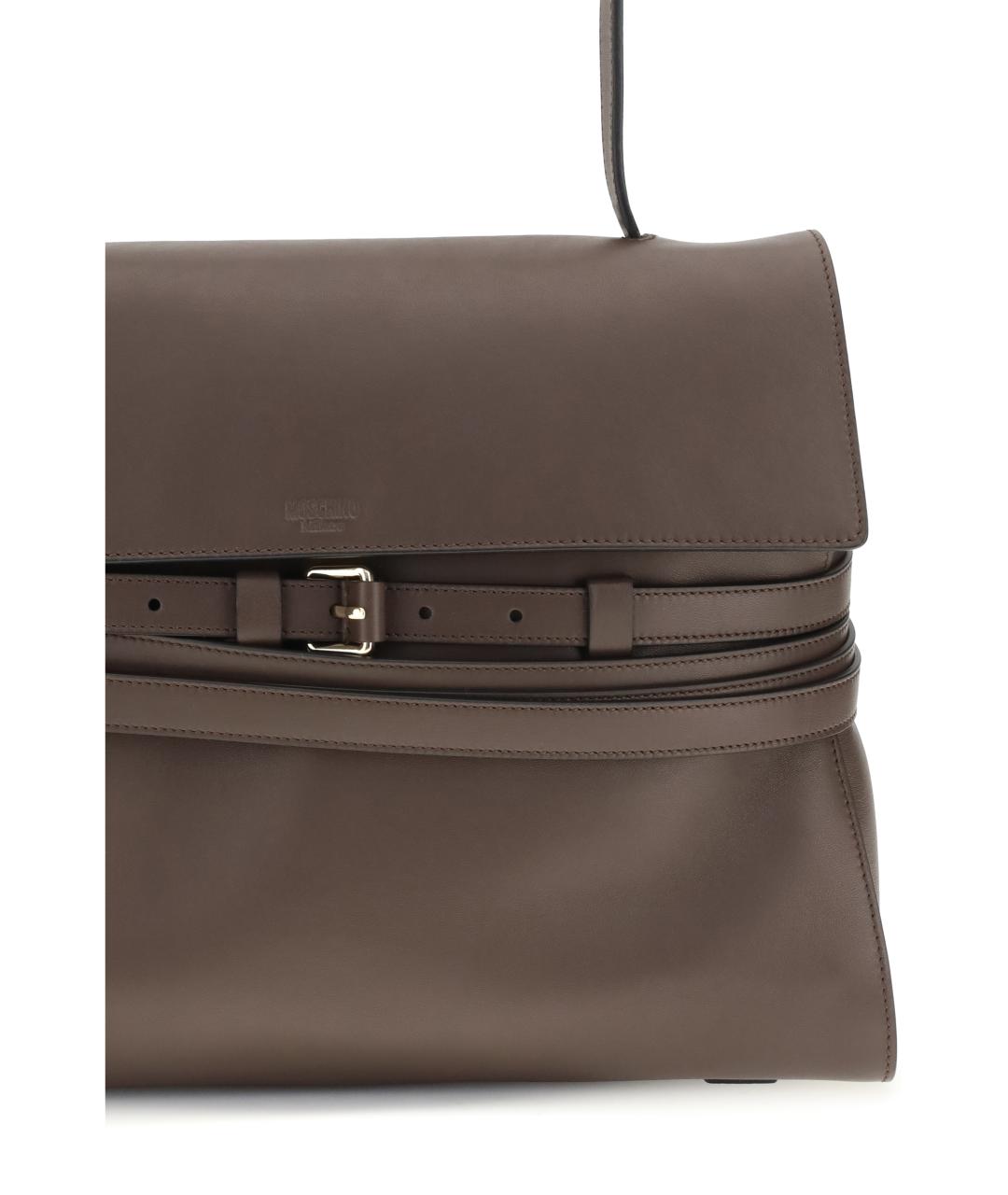 MOSCHINO Коричневая кожаная сумка через плечо, фото 4
