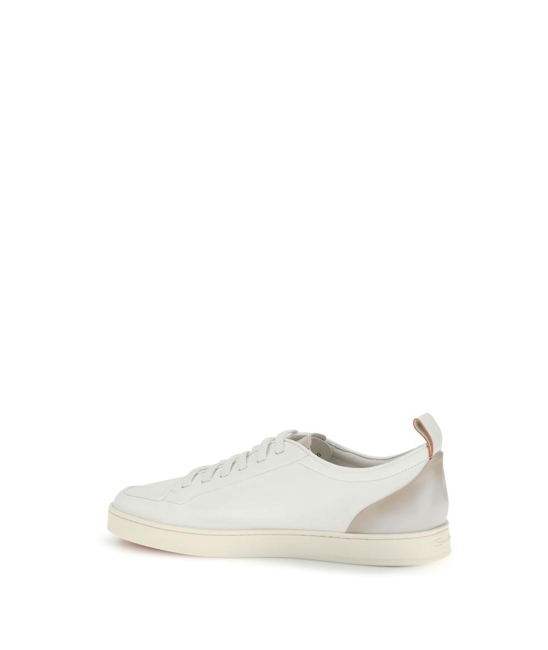 SANTONI Белые кожаные низкие кроссовки / кеды, фото 3