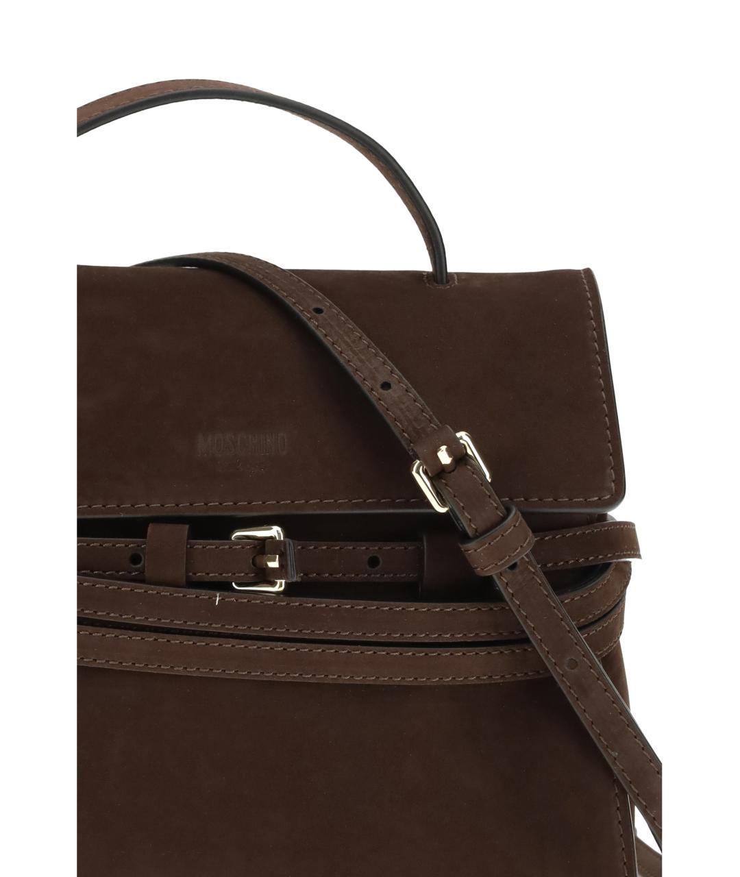 MOSCHINO Коричневая замшевая сумка с короткими ручками, фото 4