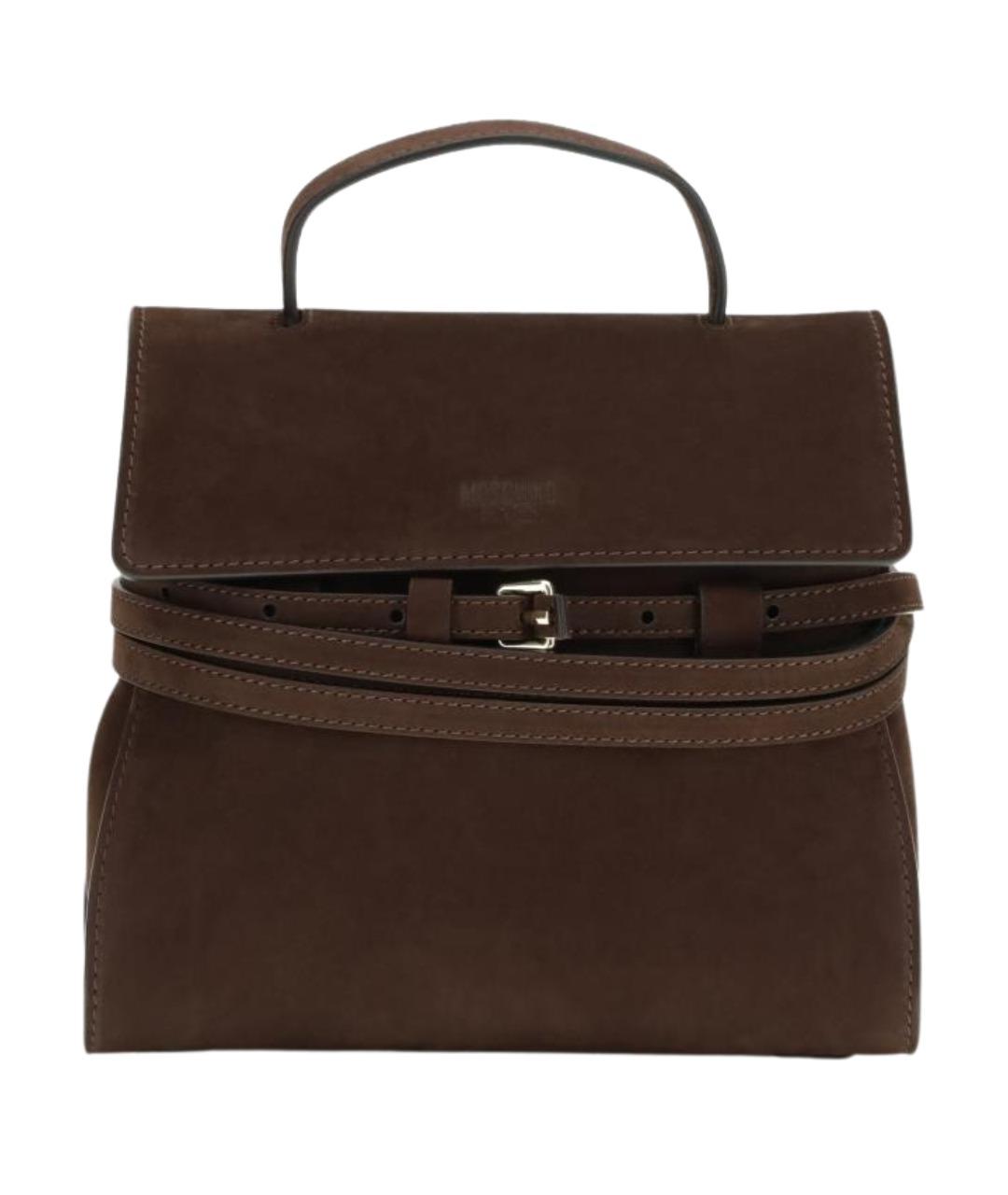 MOSCHINO Коричневая замшевая сумка с короткими ручками, фото 1